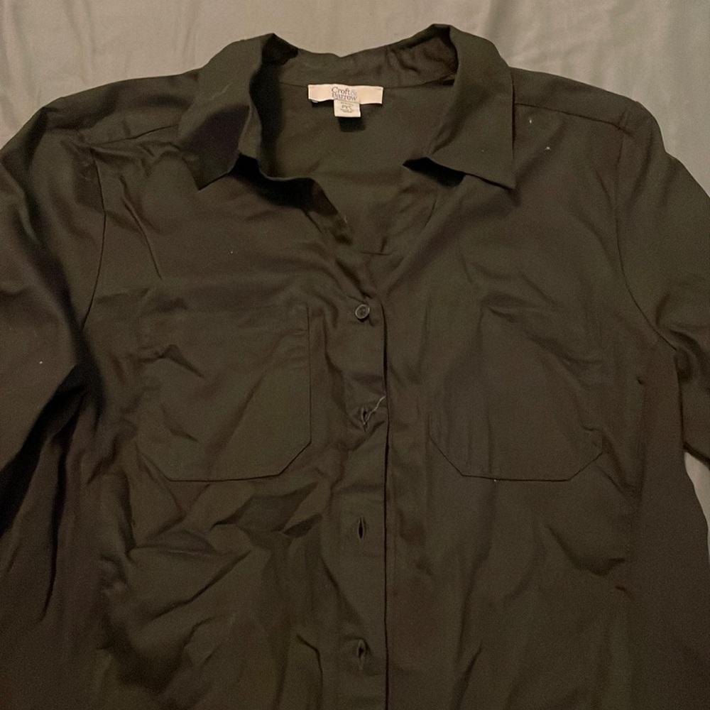Croft &Barrow Size Petite XS Black Button Down